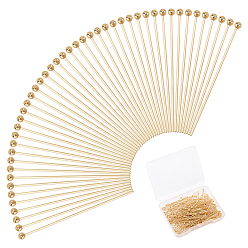 Real 24K Gold Plated 200Pcs 304 Stainless Steel Ball Head Pins, Real 24K Gold Plated, 35x0.6mm, 22 Gauge, Head: 1.8mm