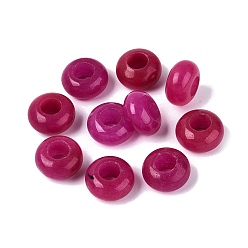 White Jade Dyed Natural White Jade European Beads, Large Hole Beads, Rondelle, Medium Violet Red, 13~14.5x6.5~8.5mm, Hole: 5.5~6mm