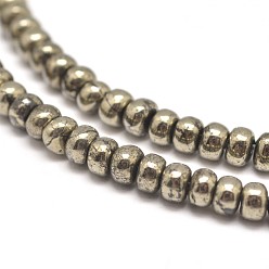 Pyrite Rondelle Natural Pyrite Beads Strands, 4x3mm, Hole: 1mm, about 200pcs/strand, 15.7 inch