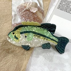 Зеленый лайм Акриловые заколки-когти с морскими мотивами, рыба, зеленый лайм, 47.5x105x46 мм