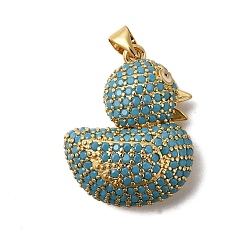 Бирюза Стойка металлическая латунная микропрофилированная кубическая циркония подвески, долговечный, без свинца и без кадмия, прелести утки, с целью перехода в кольце, бирюзовые, 26x21x9 мм, отверстие : 4x3 мм