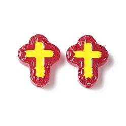 (123L) Белый крем непрозрачный блеск Бусины из стеклянной эмали, окрашенные методом запекания, бусины ручной работы, крестик, огнеупорный кирпич, 14.5x11.5x4 мм, отверстие : 1 мм