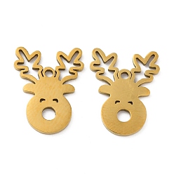 Golden 201 Stainless Steel Pendants, Deer Charm, Golden, 15x11.5x0.8mm, Hole: 1.2mm