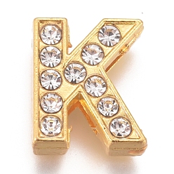 Letter K Прелести сплава слайд, с кристально горный хрусталь, буквы, letter.k, K: 12x10.5x4.2 мм, отверстие : 2x8 мм