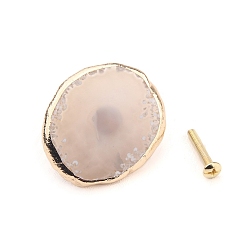 Gainsboro Natural Agate Drawer Knob, with Brass Findings and Screws, Cabinet Pulls Handles for Drawer, Doorknob Accessories, Polygon, Gainsboro, 50~90mm