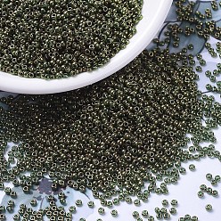 (RR307) Dark Topaz Gold Luster MIYUKI Round Rocailles Beads, Japanese Seed Beads, (RR307) Dark Topaz Gold Luster, 11/0, 2x1.3mm, Hole: 0.8mm, about 1100pcs/bottle, 10g/bottle