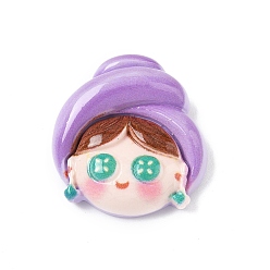 Лиловый Симпатичные кабошоны из непрозрачной смолы, девушка, сирень, 27x25x9 мм