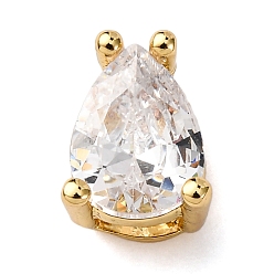 Прозрачный Подвески-слайдеры из латуни с микропаве из кубических цирконий в форме капли, долговечный, стойки покрытие, без кадмия и без свинца, реальный 18 k позолоченный, прозрачные, 8.5x6.5x5.5 мм, отверстие : 5.5x2 мм