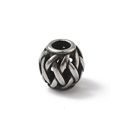 Античное Серебро 304 из нержавеющей стали европейские шарики, бусины с большим отверстием, рондель, античное серебро, 10x10 мм, отверстие : 4 мм