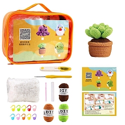 Other Plants Наборы для вязания своими руками, включая шерстяную пряжу, инструкции, игла, маркеры для вязания, крючок для вязания, волокнистый наполнитель, резать ножницами, сумка: 18x6.5x13 см