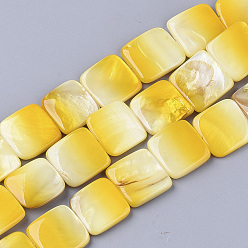 Желтый Презервативы с пресной водой, квадратный, желтые, 14.5~15.5x14.5~15.5x2.5~4 мм, отверстие : 1 мм, около 26 шт / нитка, 14.80 дюйм ~ 15.47 дюйм