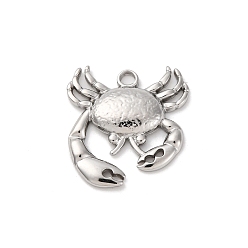 Краб Подвески из нержавеющей стали 304, анти-тускнение, краб, 21x20x3 мм, отверстие : 2 мм