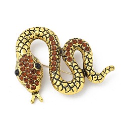 Античное Золото Броши из змеиного сплава со стразами для одежды рюкзака, античное золото , 44x57 мм