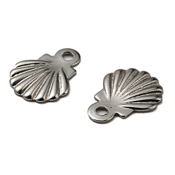 Stainless Steel Color 304 Stainless Steel Charms, Shell, Stainless Steel Color, 7.5x5.5x0.8mm, Hole: 0.8mm