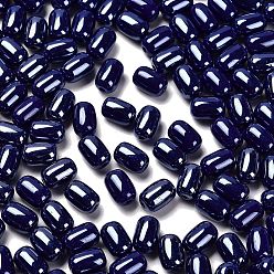 Полуночно-синий Непрозрачные стеклянные бусы, овальные, темно-синий, 9x6 мм, отверстие : 1.5 мм, 825 шт / фунт