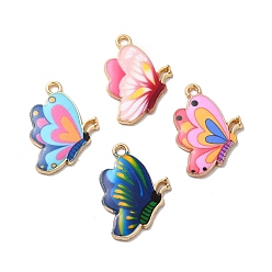 (52) Непрозрачная лаванда Подвески из эмали и сплава, золотые, очарование бабочки, разноцветные, 24.5x16.5x2 мм, отверстие : 1.6 мм
