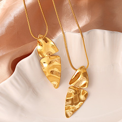 Золотой 304 Длинные цепочки с подвеской в виде листа из нержавеющей стали, золотые, 31.50 дюйм (80 см)