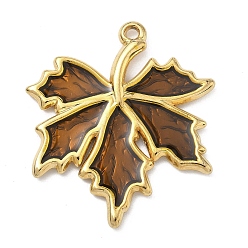 Сиена 304 нержавеющей стальной эмали подвески, очарование кленового листа, вакуумное покрытие pvd, реальный 18 k позолоченный, цвет охры, 34.5x30x2.5 мм, отверстие : 1.8 мм