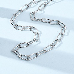 Нержавеющая Сталь Цвет 304 ожерелья из текстурированной нержавеющей стали в виде цепочек-скрепок для женщин и мужчин, цвет нержавеющей стали, 18.19 дюйм (46.2 см)