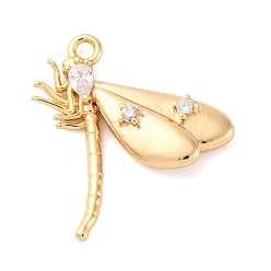 Настоящее золото 18K Кулон из циркония, без кадмия, без никеля и без свинца, стрекоза прелести, реальный 18 k позолоченный, 18.5x16.5x3.5 мм, отверстие : 1.4 мм