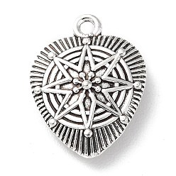 Antique Silver Tibetan Style Alloy Pendants, Heart, Antique Silver, 20x15x4mm, Hole: 1.6mm, about 152pcs/500g