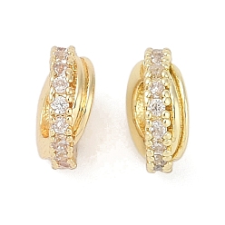 Настоящее золото 14K Spacer бисер латунные, долговечный, без кадмия, без никеля и без свинца, со стразами, плоско-круглые, реальный 14 k позолоченный, 7.5x3 мм, отверстие : 3 мм