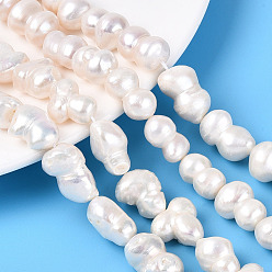 Кремово-белый Натуральный жемчуг в стиле барокко кеши, зарождающаяся жемчужина, арахис, кремово-белые, 7~23x10~17x7~12 мм, отверстие : 0.5 мм, около 22~26 шт / нитка, 14.96~16.14 дюйм (38~41 см)