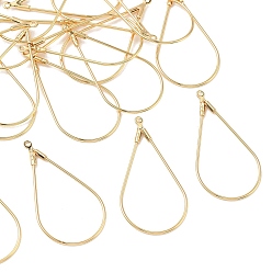 Real 18K Gold Plated SHEGRACE Hollow Brass Pendants, Teardrop Charm, Cadmium Free & Lead Free & Nickel Free, Real 18K Gold Plated, 37x19x2mm, Hole: 1mm
