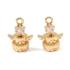 Прозрачный Латунные микро проложить кубического циркония прелести, реальный 18 k позолоченный, кулон в виде звезды, прозрачные, 14x10.5x7 мм, отверстие : 1.6 мм