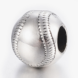 Античное Серебро 304 из нержавеющей стали европейские шарики, бусины с большим отверстием, большой теннис, античное серебро, 11x10 мм, отверстие : 5 мм
