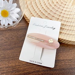 Розовый Овальные заколки для волос из ацетата целлюлозы (смола) с улыбкой на лице, аксессуары для волос для девочек и женщин, туманная роза, 25x63 мм