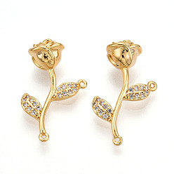 Настоящее золото 18K Латунные микро проложить кубического циркония подвески, , реальный 18 k позолоченный, 20x12x7 мм, отверстие : 0.6 мм