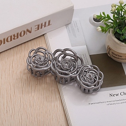 Серый Заколки-когти из смолы с цветком, серые, 110 мм