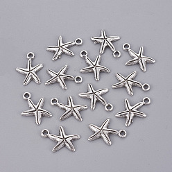 Античное Серебро Сплавочные подвески тибетского стиля, без кадмия и без свинца, морская звезда / морские звезды, античное серебро, 17x13x2 мм, Отверстие : 1.5 мм , около 1450 шт / 1000 г
