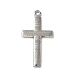 Platinum Alloy Pendants, Cross with Word, Platinum, 49x25.5x2mm, Hole: 2.5mm