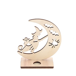 Witch Украшения для Хэллоуина, деревянные подсвечники с полыми лунами, для домашнего украшения рабочего стола, ведьма, 140x150 мм