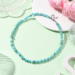 Бирюза Ожерелья из бисера из натуральных окрашенных пресноводных ракушек, цвет нержавеющей стали, бирюзовые, 15.83 дюйм (40.2 см)