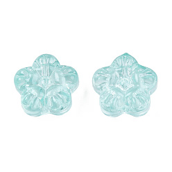 Бирюза Прозрачные брызги, окрашенные распылением, цветок, бирюзовые, 12.5x13x6 мм, отверстие : 1 мм