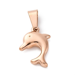 Розовое Золото 304 подвески из нержавеющей стали, прелести дельфинов, розовое золото , 17x13x3.5 мм, отверстие : 6x3.5 мм