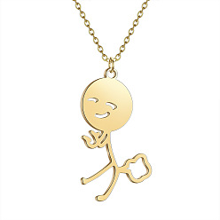 Human 304 подвески из нержавеющей стали с лазерной резкой, золотые, человек, 15.75 дюйм (40 см), Кулон : 20x11 мм