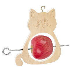 Cat Shape Деревянная кормушка для птиц, украшение на шпажке, форма кошки, 190x227x10 мм, 1box
