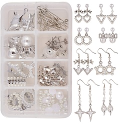 Mixed Color DIY Earring Making Sets, with Acrylic Pendants. Alloy Pendants, Pearl Cabochons and Metal Findings, Mixed Color, 110x70x30mm
