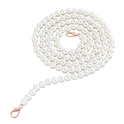 Antique White ABS Plastic Imitation Pearl Bag Strap Chains, with Alloy Clasps, for Bag Straps Replacement Accessories, Antique White, 125cm, Beads: 10mm, 2pcs/box