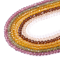 (52) Непрозрачная лаванда 7 нити 7 цвета ниток стекляруса, граненые, рондель, разноцветные, 4 мм, отверстие : 0.9 мм, около 110~115 шт / нитка, 39~40 см, 1 прядь / цвет