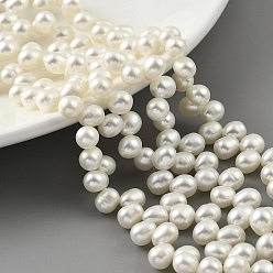 White Natural Cultured Freshwater Pearl Beads Strands, Top Drilled, Rice, Grade 6A, White, 4~5mm, Hole: 0.5mm, about 43pcs/strand, 7.09 inch(18cm)
