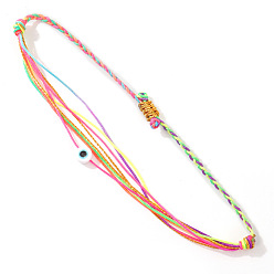 Разноцветный Богемный стиль смоляные бусины от сглаза плетеные браслеты из бисера, регулируемые браслеты из волоконного шнура для женщин, красочный, внутренний диаметр: 11 дюйм (28 см)