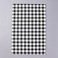 Черный Листы из искусственной кожи, для аксессуаров для одежды, шотландка шаблон, чёрные, 30x20x0.05 см