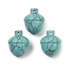 Синтетическая Бирюза Синтетические бирюзовые подвески, желудь прелести, 21~22x17 мм, отверстие : 1.4 мм