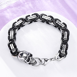 Нержавеющая Сталь Цвет 201 из нержавеющей стали византийские браслеты цепи, браслеты с черепами с 304 застежками из нержавеющей стали, нержавеющая сталь цвет и черный, 7-5/8 дюйм (19.5 см)