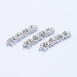 Платина Латунные микро проложить кубических ссылки циркония, для создания украшений, на День Матери, прозрачные, без свинца, без никеля и без кадмия, Слово мама, платина, 24x5x2 мм, отверстие : 1 мм